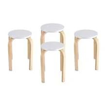 1pc Stackable Round Stool And Chair With Non-Slip Feet For Kitchen, Living Room, Home And Classroom - 白色 - 查看 5