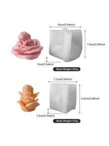 1 件梦幻天使和玫瑰形状，DIY 香薰蜡烛制作套件，石膏雕像制作模具，不对称物品形状适用于家居装饰，适用于家庭装饰、壁炉、客厅、中央装饰、办公室、情人节礼物、蜡烛套装、香薰蜡烛、朋友礼物、女性礼物 - 白色 - 查看 2