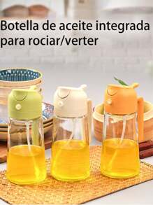 1 pieza Botella de spray de aceite de plástico, botella dispensadora de aceite de cocina, dispensador de spray de aceite de oliva y dispensador de aceite 2 en 1, rociador de aceite para cocina, barbacoa, ensalada, horneado, 470ml/15.8OZ, Cocina, Fiesta en la playa de verano, Comida, Camping, Organizador, Decoración de la habitación, Artículos de cocina. - Blanco y Negro - Ver 5