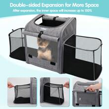 Nobleza - Transportin Mochila para Mascotas, Bolsa para Mascotas Expandible y Plegable con Ventana de Malla, Transportin Perro Pequeño con Arnés Interno, Carga Máxima 10 kg, Gris