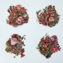 50 张圣诞贴纸散装，彩色 PET 圣诞老人贴纸包，适用于 DIY 水瓶剪贴簿日记本笔记本电脑电话圣诞派对装饰，防水礼物贴纸，适合成人青少年 - 彩色 - 查看 8