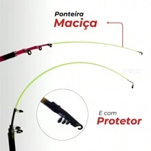 Kit de Vara de Pesca Telescopia Com Molinete Ultra Light Com Linha Promoção