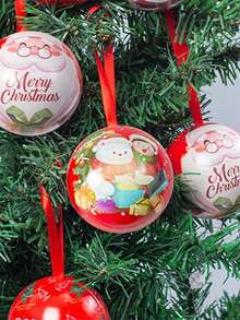 圣诞糖果罐装饰，1 个创意圣诞锡制糖果球盒，圣诞树挂球装饰吊坠，可作为礼物赠送圣诞节圣诞装饰圣诞装饰品圣诞袋圣诞礼物 - 紅色 - 查看 4
