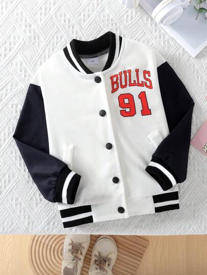 Jaqueta de beisebol bordada com letras e urso de pelúcia para crianças, primavera outono