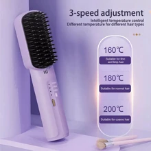 Rechargeable Mini Hair Straightener, Portable Cordless Hair Straightener Comb UK - Purple - View 4