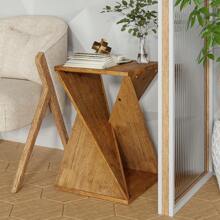COZAYH Farmhouse End Table Square Solid Wood Pedestal Side Table Rustic Plant Stand With Twisted Design For Living Room, Bedroom, Office, Natural Wood, Black - Tự nhiên - Xem 10