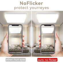 CANMEIJIA 1 pieza Panel de luz cuadrado montado en el techo con marco blanco, estilo moderno, 85V-265V sin parpadeo, luz blanca/neutra/cálida, alto brillo, diseño delgado, adecuado para pared/pasillo/habitación/entrada/techo/cocina/sala de estar/baño/dormitorio/estudio, lámpara de techo interior selecciona el tamaño según el escenario de uso - marco blanco - Ver 8