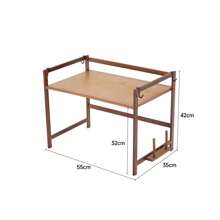 LIVINGANDHOME Living And Home Wooden Spice Rack Organizer,Kitchen Bakers Rack,Microwave Stand, Kitchen Storage Rack Shelf Holder For Spices, Pots, And Pans - Free Standing Kitchen Storage Shelf With Hooks (55*35*67cm/42cm) - Brown - View 9