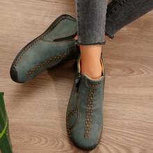 Lightweight Leather Ankle Boots For Women - Oxfords With Non-Slip Rubber Sole, Perfect For Work And Casual Wear. - 綠色 - 查看 8
