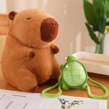 Cuddly Capybara Duo Set - Adorable 25cm Plush Animals With Turtle Backpack And Strawberry Hat, Perfect Playful Companions For Home Decor And Collectibles Enthusiasts - Combination Packages - View 16