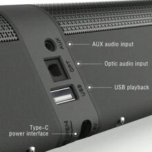 20W Bluetooth 5.3 Home TV Sound Bar 4 Speakers System Wireless Subwoofer 3D Surround 2 In 1 Detachable Soundbar FM Home Theater With Remote Control 30 Inches Heavy Bass USB AUX - 黑色 - 查看 10
