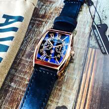 FENSIR Montre élégante et étanche à quartz pour homme : design de fût de vin à la mode, avec date - parfaite pour un port quotidien