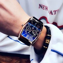 FENSIR Montre élégante et étanche à quartz pour homme : design de fût de vin à la mode, avec date - parfaite pour un port quotidien