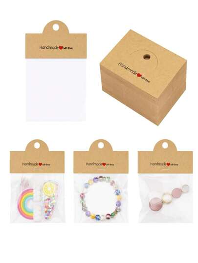 50/100/200pcs Gift Packaging Card Paper Jewelry Display Pouch Set