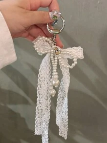 可爱时尚芭蕾舞鞋蕾丝蝴蝶结手机链吊坠适用于 通用配件美观钥匙扣装饰礼物送给母亲、家人、朋友、生日、节日手机饰品 - 芭蕾鞋蝴蝶結吊墜 - 查看 1