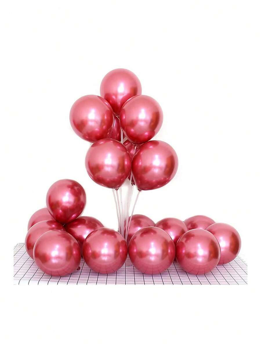 21 peças Balões de Decoração de Festa de Aniversário Vermelho Cereja, Balões Metálicos à Prova de Explosão Grossos para Casamento, Cerimônia de Inauguração e Proposta - vermelho cereja - Visão 1