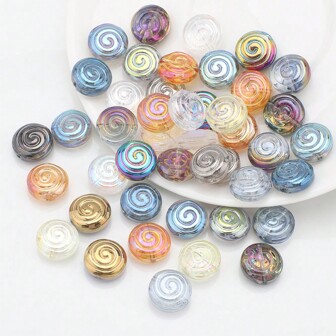 30pcs 12mm Candy Lollipop Snail 11*16mm Dolphin Crystal Glass Spacer Beads, Electroplated Color, DIY Jewelry Craft Materials For Necklace, Bracelet, Earring, Holiday & Birthday Gifts