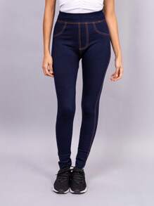 Pantalón tipo mezclilla de mujer. JEGGINGS dama - Azul Marino - Ver 2