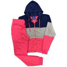 Women's ColorBlock Fleece SweatJacket And Jogger Sweatpants 2-Piece Fleece Suit