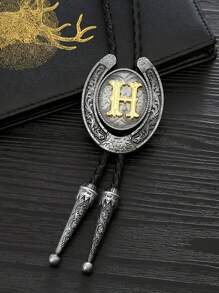 1 件西部马蹄形 A-Z 滑动式领结，适合男士，是送礼的理想之选 - A-Z古錫+金色字母 - 查看 10