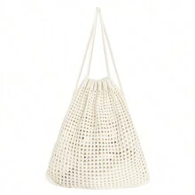 Fashion Must-Have: Women Crochet Knit Beach Tote Bag With Hollow-Out Design Large Capacity Foldable Bucket Drawstring Women's Backpack. It Is Perfect For Beach Trip With Its Sand-Shaking Function For College Freshmen, Sophomores, Seniors In School, College, And High School., Vacation Essentials, Perfectly Matching With Beach Accessories Women, Hottest Beach Bags For Women, Beach Necessities, Beach Essentials, Beach Stuff & Summer Essentials, Perfect For Summer, Vacation & Beach, Newest Holiday Bag, School Supplies, School Backpack, School Bag, Backpack For School, Back To School Backpack, School Bookbag, Big Backpack, Backpack School, Back To School Bags, Waterproof, Lightweight, Portable, Classic Casual, Suitable For Teen Girls Women College Students, Perfect For Back To School, First Day Of School, Middle School, High School