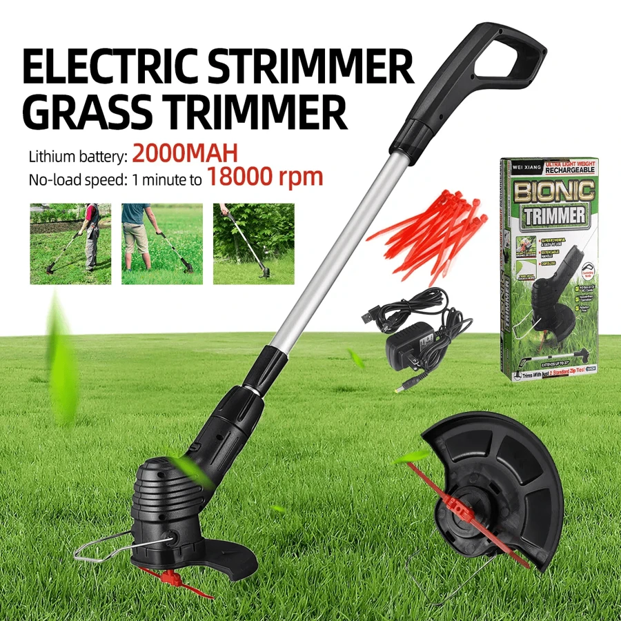 Cordless Strimmer Grass Trimmer Cutter Garden Lawn Edger Charging Rechargeable,Garden Tools, Gardening Tools For Garden - Silver - View 1