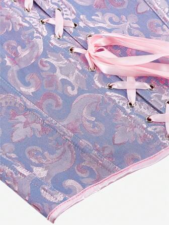 紧身胸衣上衣塑身衣紧身胸衣吊带背心，提花时尚无肩带塑身背心，带交叉后系带，适合化装舞会外套