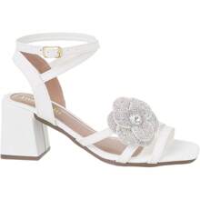 Women's Medium Thick Heel Sandal Comfortable Flower With Glitter - trắng - Xem 11