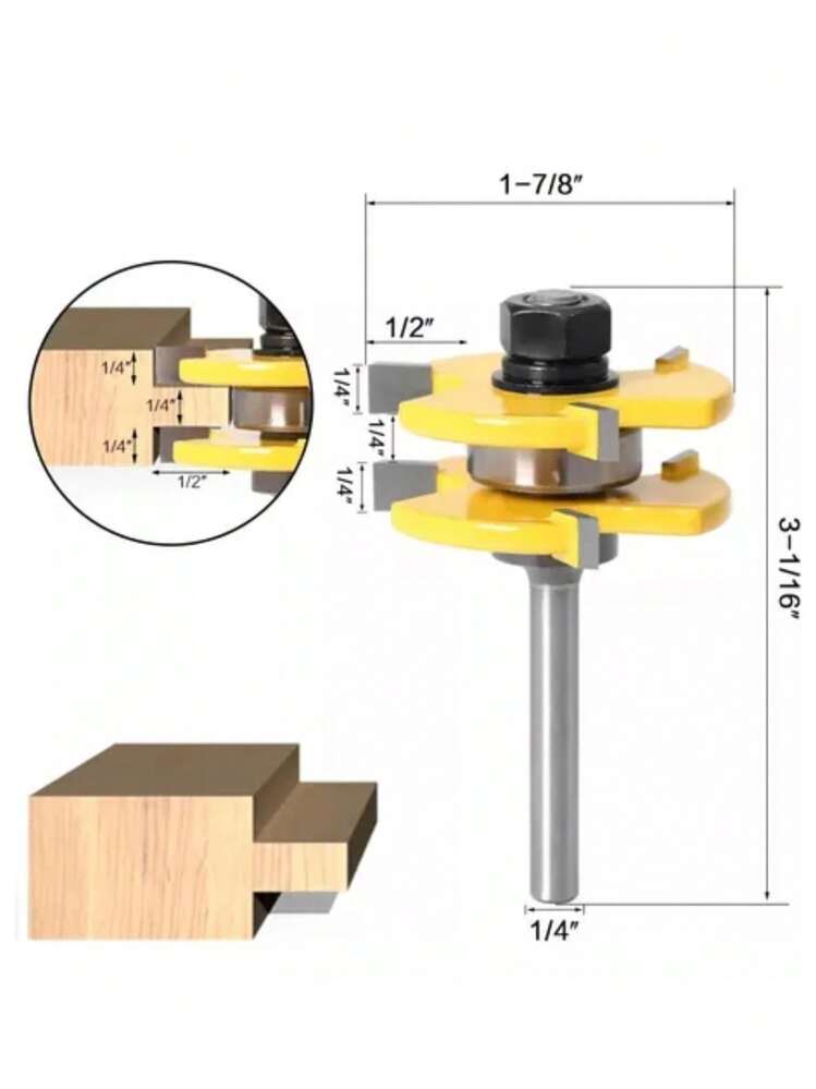 Male And Female Router Bits For Router - 8mm Shank - Sarı - Görünüm 4