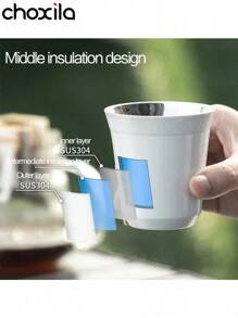 choxila 1pc Coffee Cup, Coffee Mug, Mugs, Double-Layer Stainless Steel Structure Resistant To Heat, Suitable For Daily Coffee, Tea, Matcha, And Other Beverages Back To School