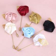 金属叶多色胸针，适合新郎、伴郎 - 海军蓝色翻领花，适合新娘、伴娘、毕业典礼、婚礼派对、舞会 - 長8.5厘米*寬4厘米 - 查看 6