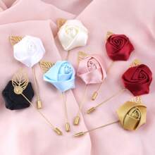 金属叶多色胸针，适合新郎、伴郎 - 海军蓝色翻领花，适合新娘、伴娘、毕业典礼、婚礼派对、舞会 - 長8.5厘米*寬4厘米 - 查看 1