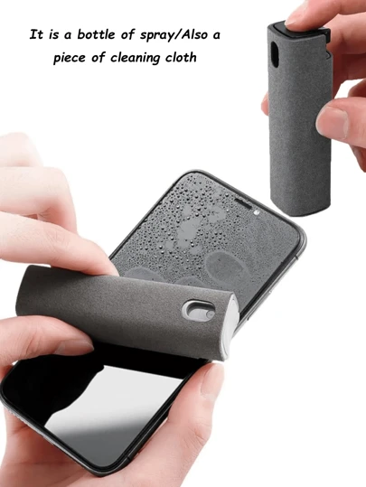 1 件装屏幕清洁剂，适用于所有手机、笔记本电脑和平板电脑屏幕的屏幕清洁剂喷雾，二合一喷雾和超细纤维布