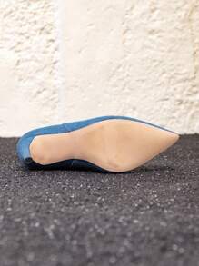 Women's Pointed Toe Ruched Mid-Calf Boots, Blue High Heel Over-The-Knee Boots - Blue - View 7