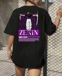 Basic T-Shirt Jujutsu Zenin Sorcerer Anime Toji Fushiguro Series - Black - View 3