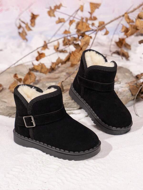 2 pares/Juego de Botas de nieve para bebé/niño pequeño con suela suave antideslizante, forro de tela acolchado y diseño grueso, botines cortos de moda y cálidos para exteriores, Nuevo diseño 2024