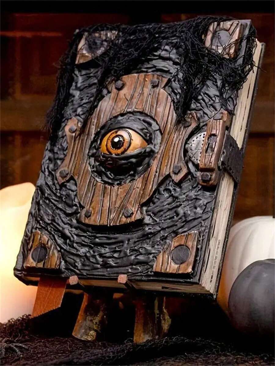 1pc Magic Spell Book Prop Gifts, Halloween Decoration, Leather Craft