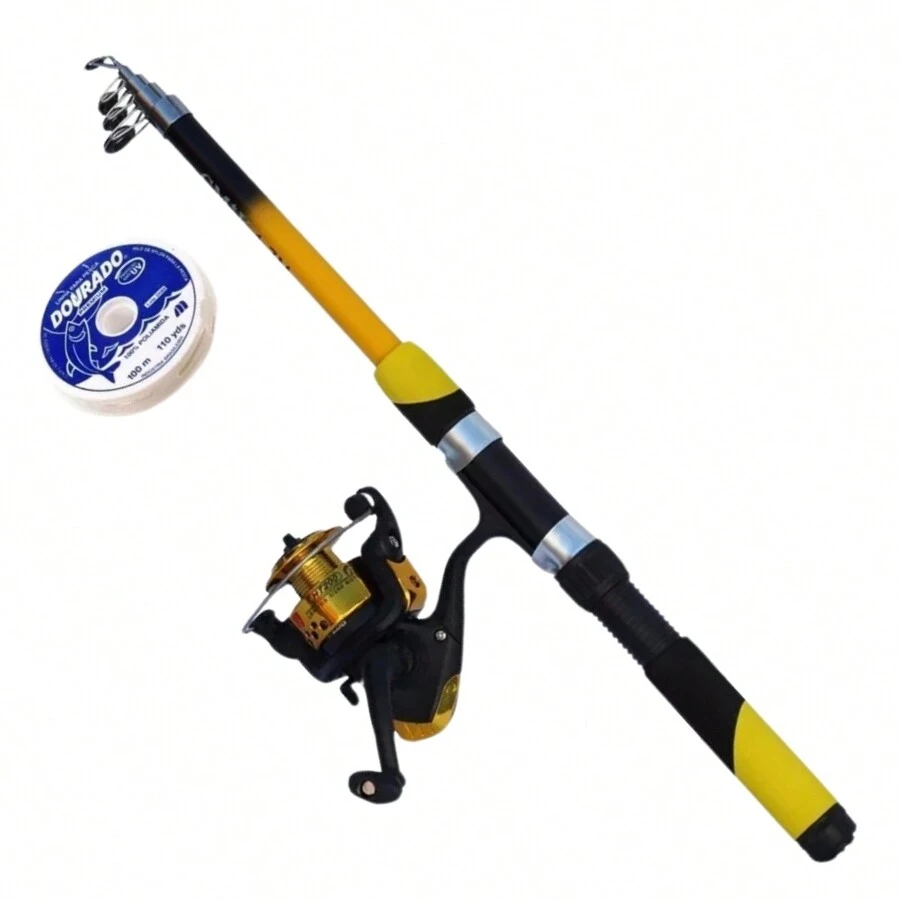Telescopic Fishing Rod Kit With Ultra Light Reel With Line Promotion - Amarillo - Ver 1