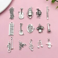 10/15pcs Mixed Styles Musical Instrument Charms  Music Sign Microphone Guitar Charms Artist Charms For Jewelry Making Bulk - One Size Fits All - View 14