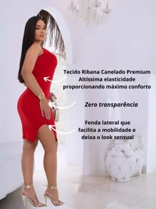 Women's Casual Short Ribbed Dress - Đỏ - Xem 3