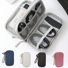 1Pc Simple Data Cable Organizer Bag Charging Cable Organizer Bag Digital Organizer Bag Double Layer Travel Organizer Bag For Office Back To School