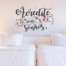 Decorative Wall Sticker Believe In Dreams Phrase With Heart And Star Decorates Your Bedroom, Kitchen, Living Room, Furniture And Office - 黑色 - 查看 1