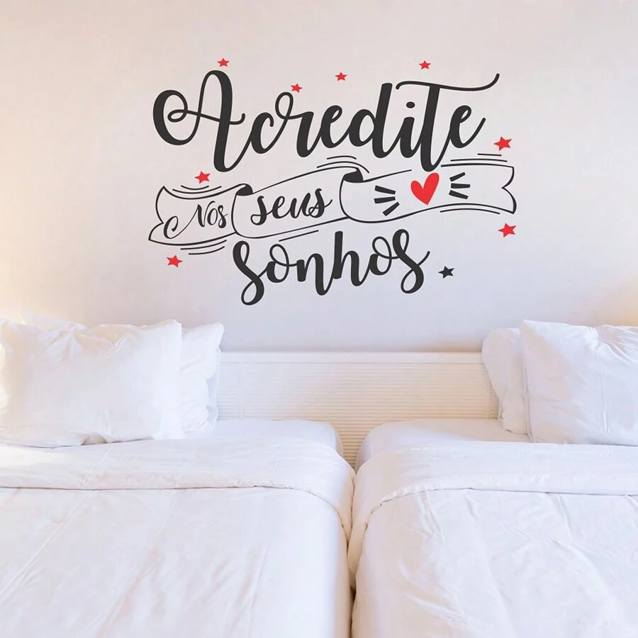 Decorative Wall Sticker Believe In Dreams Phrase With Heart And Star Decorates Your Bedroom, Kitchen, Living Room, Furniture And Office - 黑色 - 查看 1