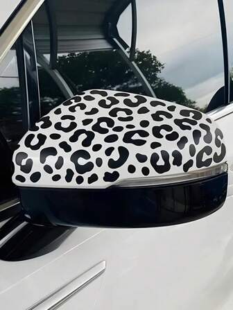 别致豹纹防水汽车乙烯基贴花 - 适用于后视镜和窗户的耐用贴纸，可轻松粘贴在各种表面上 车辆汽车贴纸 防水乙烯基贴纸 防水