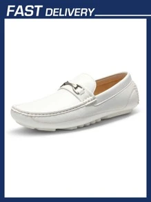 Men's Soft Sole Penny Loafers Slip On Comfort Driving Shoes Business Formal Shoes - trắng - Xem 1