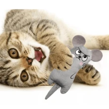 Juguete De Peluche De Hierba Gatera Para Mascotas Juguete Interactivo Para Pulir y Limpiar Los Dientes - Gris - Ver 5