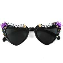 1 buc Ochelari decor de Halloween cu scrisoare de dragoste, păianjen, craniu, modele de fantomă, potrivite pentru petrecerea de Halloween, culoare aleatorie a literei în formă de inimă, ochelari de soare la modă pentru femei