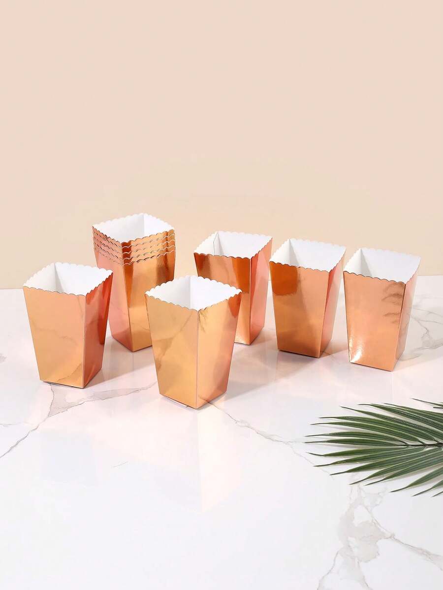 10pcs/Pack Popcorn Boxes, Party Gifts Candy Paper Boxes - Rose Gold - View 1