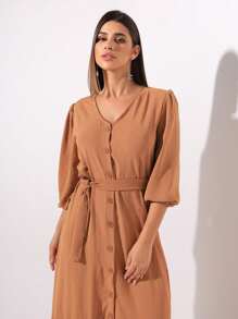 Eva Women's Dress - 駝色 - 查看 3