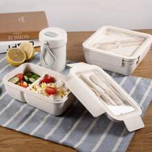 1pc Microwavable Bento Lunch Box For Office Worker, Women, Portioned, Weight Loss,Kitchen,Christmas Gift - Multicolor - View 3